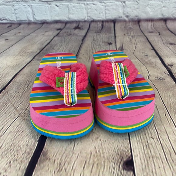 OshKosh Girls Kids Stripe Wedge Flip Flops Sandal - Picture 4 of 6